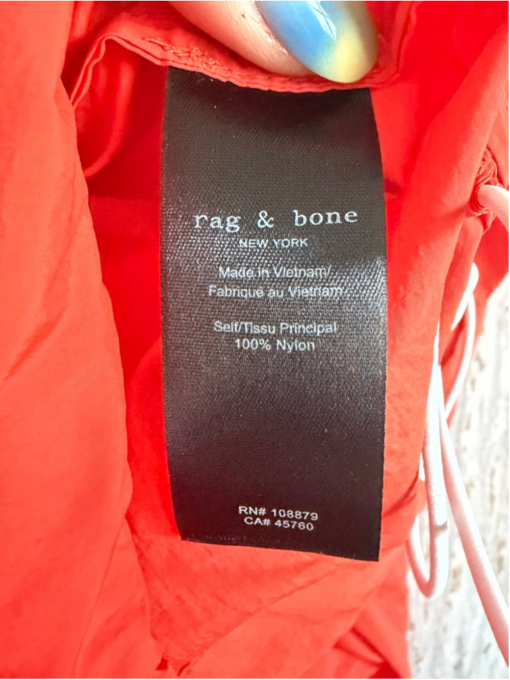 Women's Rag & Bone Orange Nylon Hooded Jacket L - Picture 5 of 9